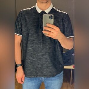 KARL LAGERFELD Designer Men’s Polo Quarter Zip Dress Shirt Size 2XL Short Sleeve